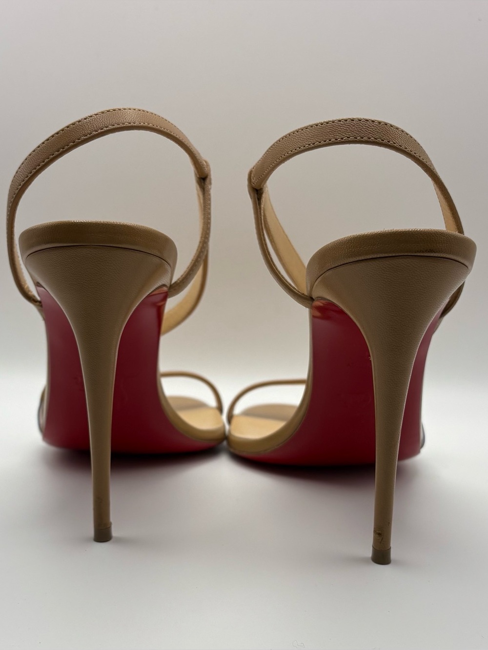 Christian Louboutin Rosalie 100 mm - Tan Leather Crisscross Slingback Heels - Picture 3 of 12